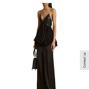Khaite Anita Top leather and silk chiffon